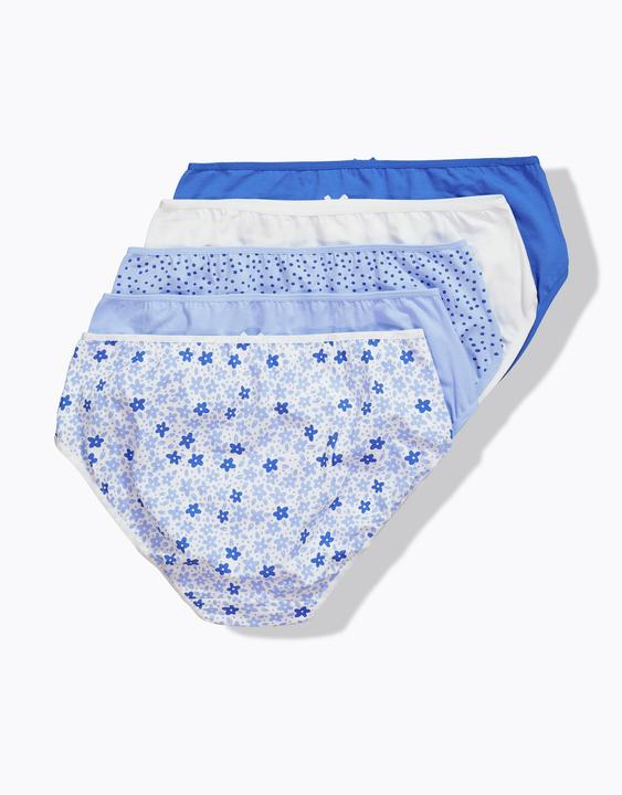 Produktbild Ulla Popken Midislips, 5er-Pack, Blumen/Blautöne (46, 48, 5er Pack)