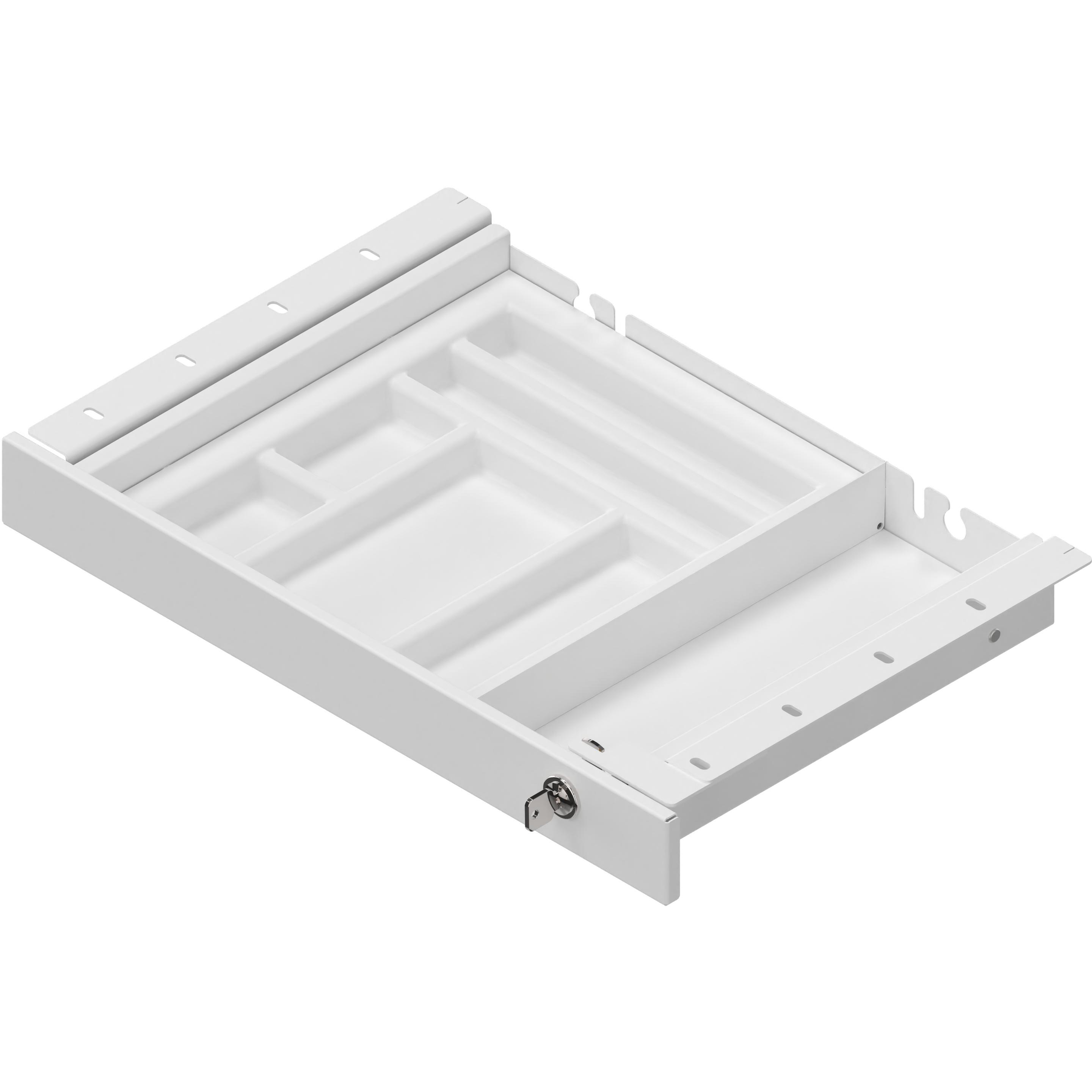 Hammerbacher, Accessori per scrivanie, Unterbauschublade schmal, Metall, weiss
