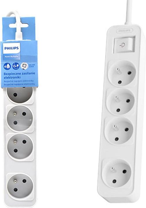 Produktbild Philips Extension cable 4 AC sockets white (4x, CEE 7/3, CEE 7/5, 1.50 m)