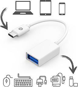 HP DHC-TC105 Adapter USB-A 3.0 (F) - USB-C 3.0 (M) 15 cm weiss