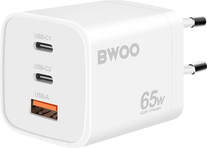 Produktbild Bwoo Schneller 65W GaN TRAVEL CHARGER CDA147 2 xUSB-C, 1 x USB-A (65 W, 3 Ports)