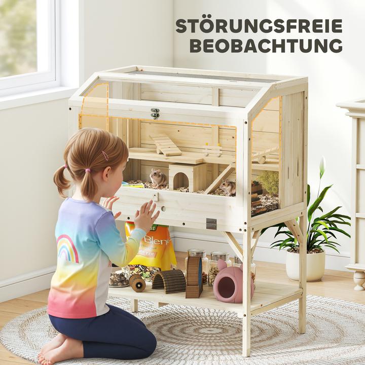 Image du produit PawHut Hamsterkäfig Tannenholz, Kunststoff Naturholz