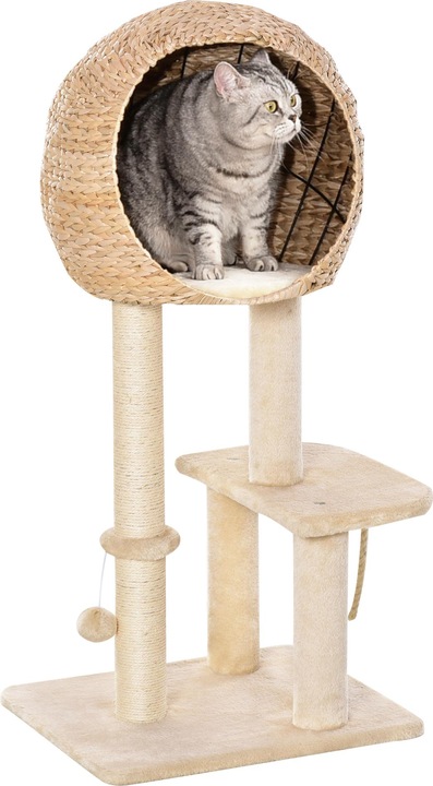 Image du produit PawHut Arbre à chat avec grotte (100 cm, Beige)
