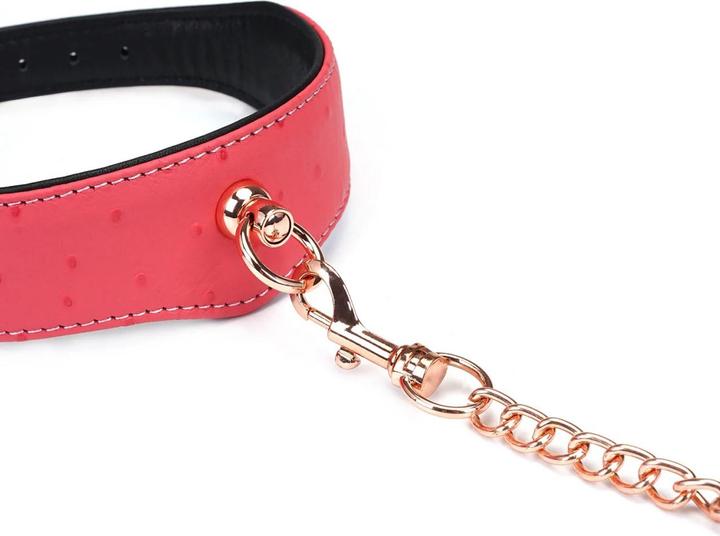 Produktbild Liebe Seele Angel's Kiss Leder Halsband im Straussenleder-Look mit Leine "O-Ring"