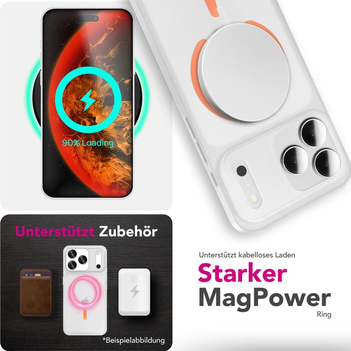 Produktbild Nalia MagSafe Cover "Thinix Glow" - 0,3mm Extrem Dünn, Leuchtender Magnet Ring - Ultra-Slim Hard Case (Apple iPhone 17 Pro)
