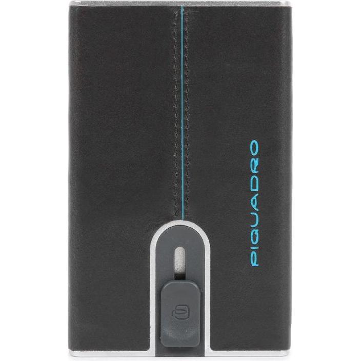 Piquadro, Mannen, Portemonnee, Blue Square, Leather Wallet, Square Sliding System with Money Cli, Blauw