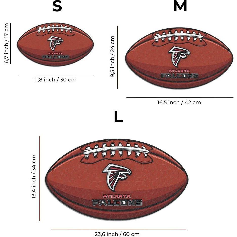 Thumbnail - Iconic NFL - Atlanta Falcons – Football mit Logo - Holz Puzzle Grösse M (270 Teile) (270 Teile)
