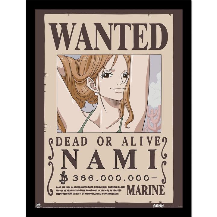 One Piece - Poster encadré motif Nami WANTED (30 x 40 cm)