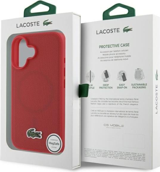 Image du produit Lacoste LCHMP16MPVCR iPhone 16 Plus 6.7" czerwony/red hardcase Iconic Petit Pique Woven Logo (Apple iPhone 16 Plus)
