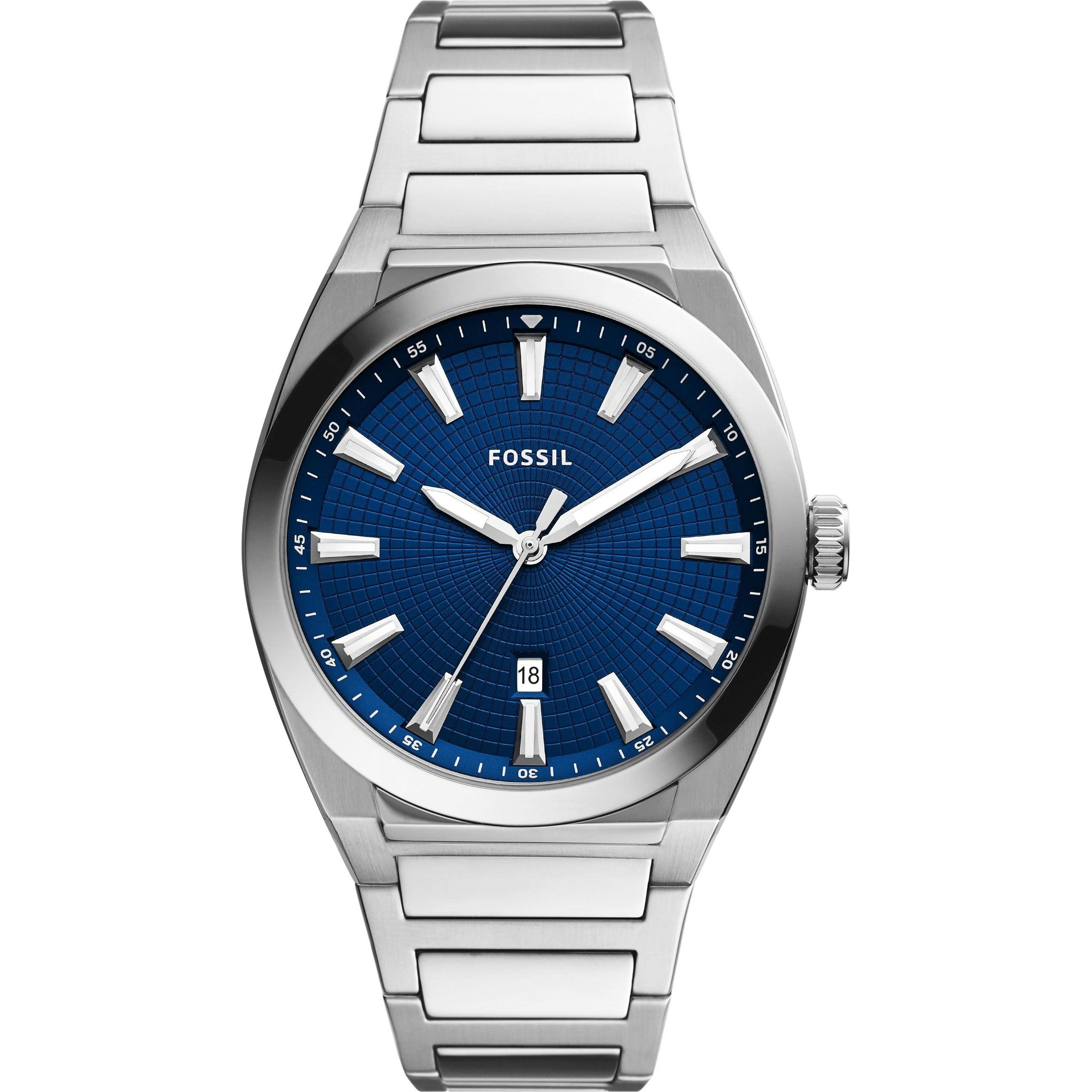 Fossil, Armbanduhr, Everett, Silber, (Analoguhr, 42 mm)