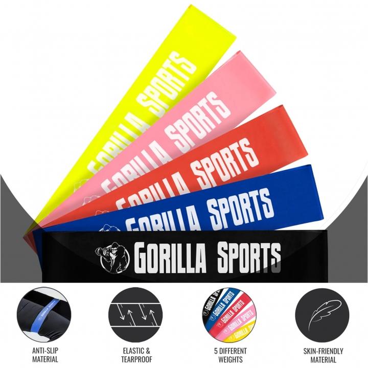 Actual product image Gorilla Sports Resistance Band Set (0.50 m, Strong, Extra strength, Medium, Extra Light, Easy)