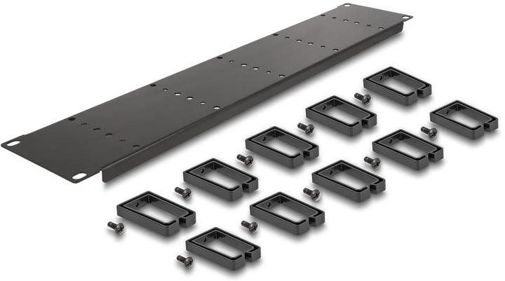 Image du produit Delock 48,30cm (19") Panneau de gestion des câbles avec 10 étriers en plastique 2 UH noir