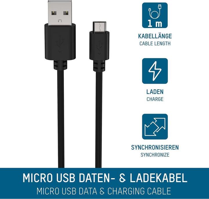 Image du produit Ansmann Câble de données et de chargement Micro-USB (1 m, USB 2.0)
