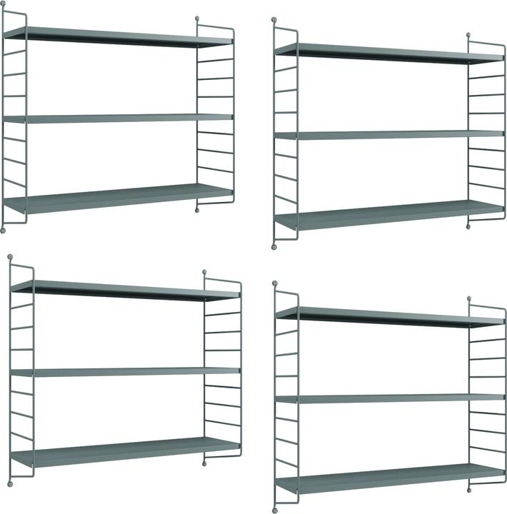 Nährwerte und Zutaten En.Casa Modulares Wandregal Strängnäs 4er Set Graublau (60 x 15 x 50 cm)