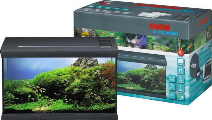 Produktbild Eheim Aquarium aquaclass 66 inkl. Beleuchtung, Heizer, Filter, Thermometer 60,7 x 31 x 35 cm anthra (66 l)