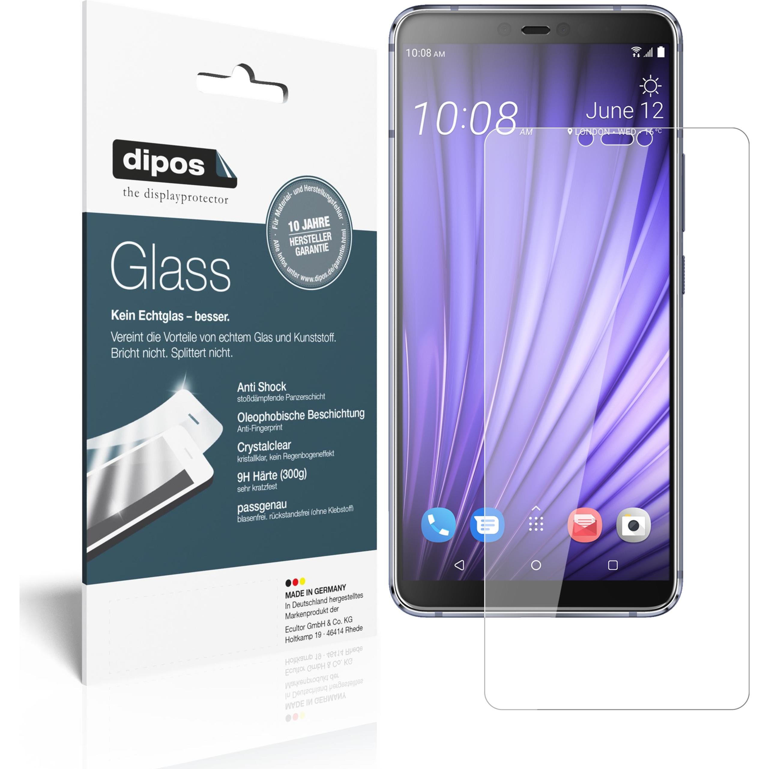 Dipos Displayschutz Anti-Shock (2 Stück, HTC U19e), Smartphone Schutzfolie, Transparent