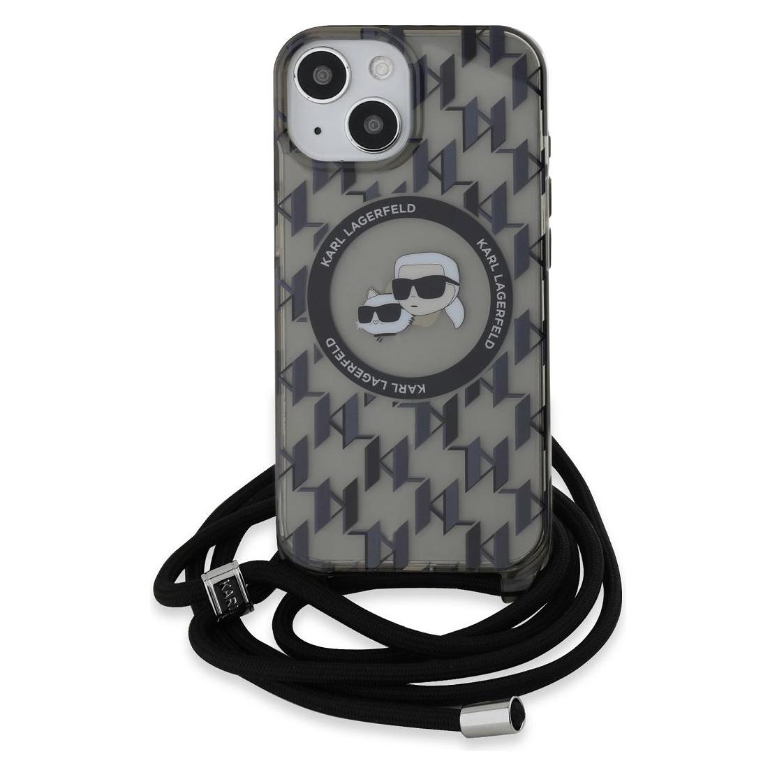 Karl Lagerfeld KLHMP15SHCKCKLCK IPhone 15 / 14 / 13 6.1" Czarny/black Hardcase Iml Crossbody Monogra (Apple IPhone 13, Apple IPhone 14, Apple IPhone