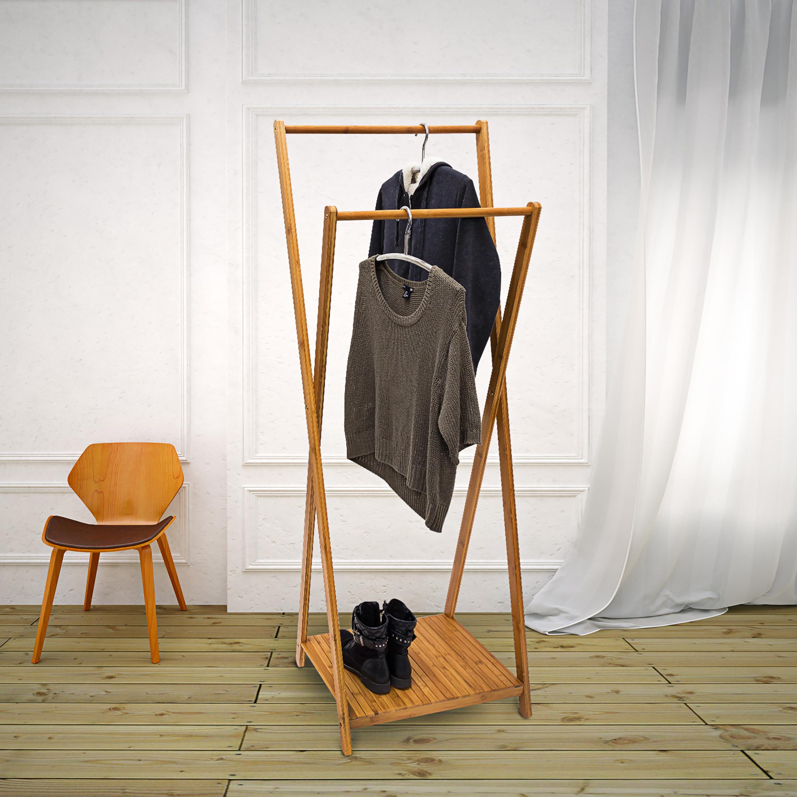 Thumbnail - Relaxdays, Kleiderständer + Kleiderstange, Bambus