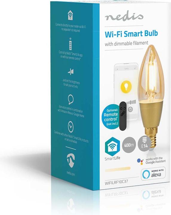 Produktbild Nedis WIFILRF10C37 Smartlife LED Filament Lampe WLAN E14 470 lm 4.9 W Warmweiss 1800 - 3000 K Glas A (E14, 470 lm, 1x)