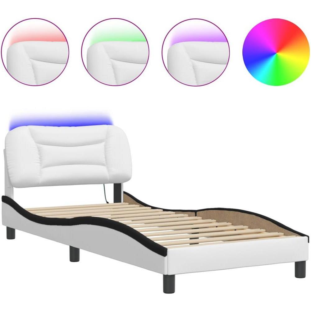 Thumbnail - VidaXL, Bett, Bettgestell mit LED Kunstleder (100 x 200 cm)