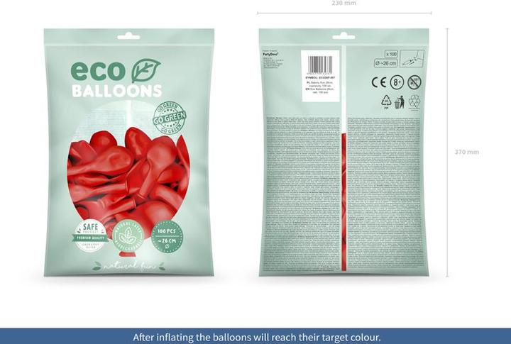 Produktbild Partydeco Eco Balloons 26cm pastel, red (1 pkt / 100 pc.) (100 x)