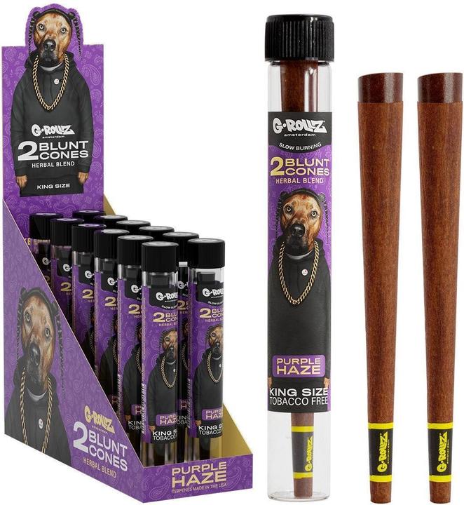 G-Rollz Prerolled Turpenten Infusion Herbal Blunt, Purple Haze