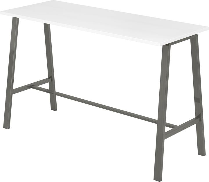Hammerbacher Stehtisch 175x68x104cm (BxTxH) weiss/Stahl (175 x 68 x 104 cm)