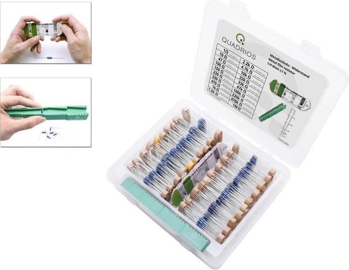 Produktbild Quadrios Metallschicht-Widerstand Sortiment 1/4W, ±1% mit Zubehör, 1002 tlg