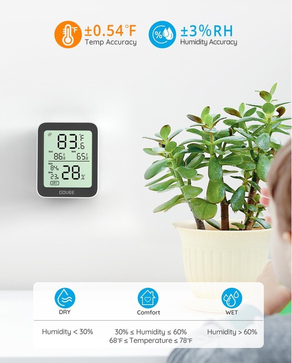 Actual product image Govee Bluetooth Thermometer Hygrometer with Screen