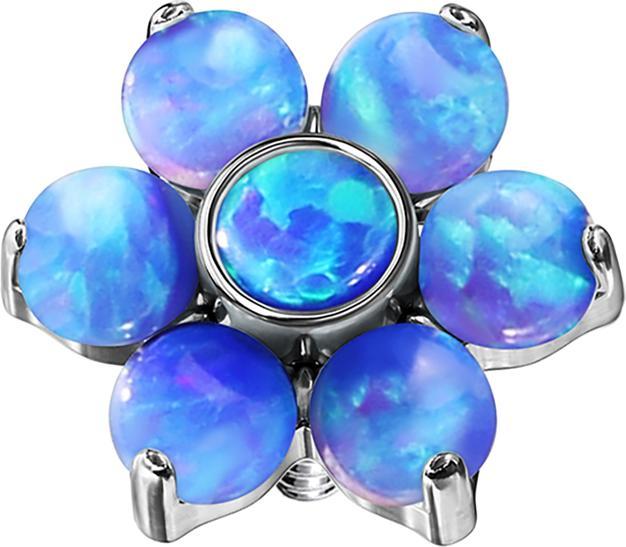 Image du produit Star Piercing Dermal Anchor fleur opale bleu (sans laiton, Acier chirurgical 316L)