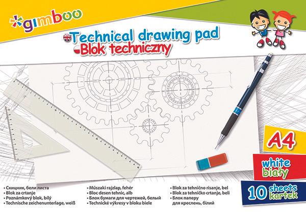 Actual product image Gimboo Technical drawing pad, a4, 10 sheets, 150g/m?, white