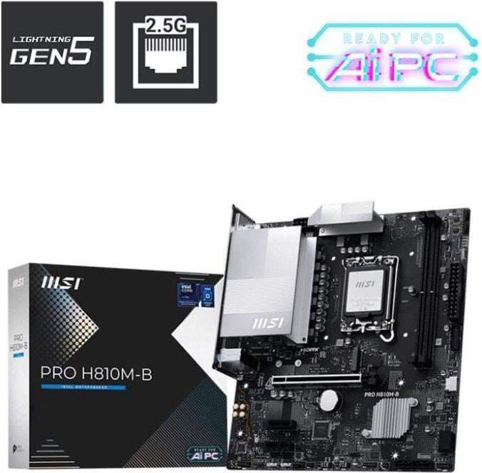 Produktbild MSI PRO H810M-B (H810,S1851,mATX,DDR5) (LGA 1851, Intel H810, mATX)