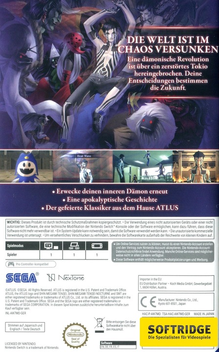 Produktbild Atlus Shin Megami Tensei 3: Nocturne HD Remaster (Switch, Switch Lite, Switch OLED, DE)