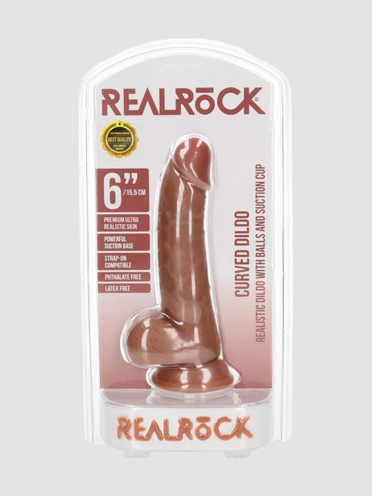 Produktbild RealRock Curved Realistic Dildo with Balls and Suction Cup - 6"/ 15,5 cm