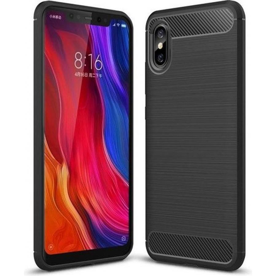 Screenguard Xiaomi Mi 8 Pro Hülle Carbon Brushed Soft TPU (Xiaomi Mi 8 Pro), Smartphone Hülle, Schwarz