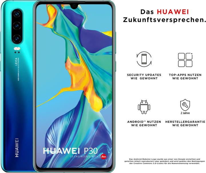 Immagine prodotto Huawei P30 (128 GB, Aurora Blue, 6.10", Doppia SIM, 4G)