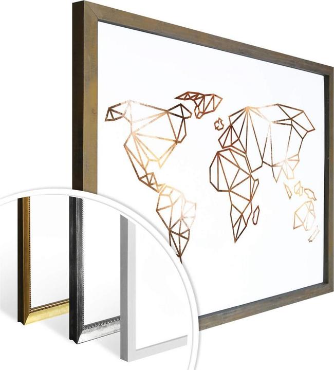 Produktbild Trenddeko Origami Weltkarte - Kupferoptik (80 x 60 cm)