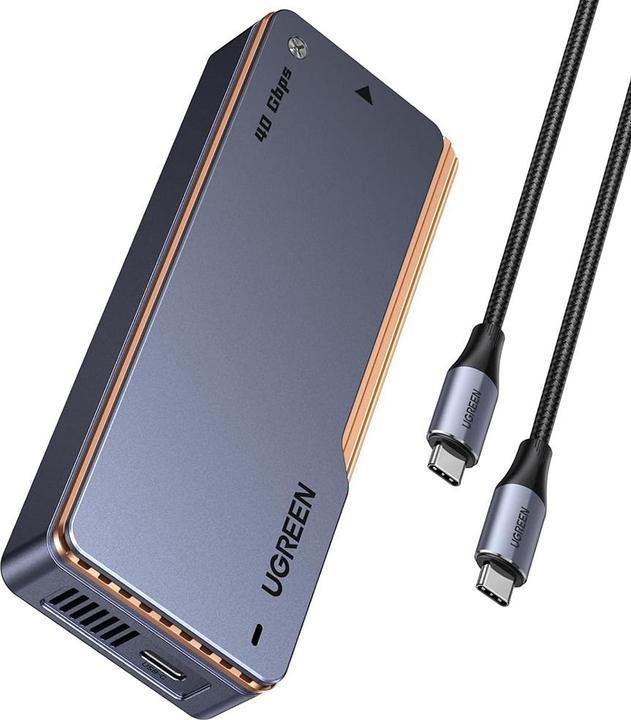 Ugreen - Hard Drive Enclosure (65727) - M.2 NVMe/SSD, 40Gbps, 8TB, with Type-C Cable - Grey (M.2)