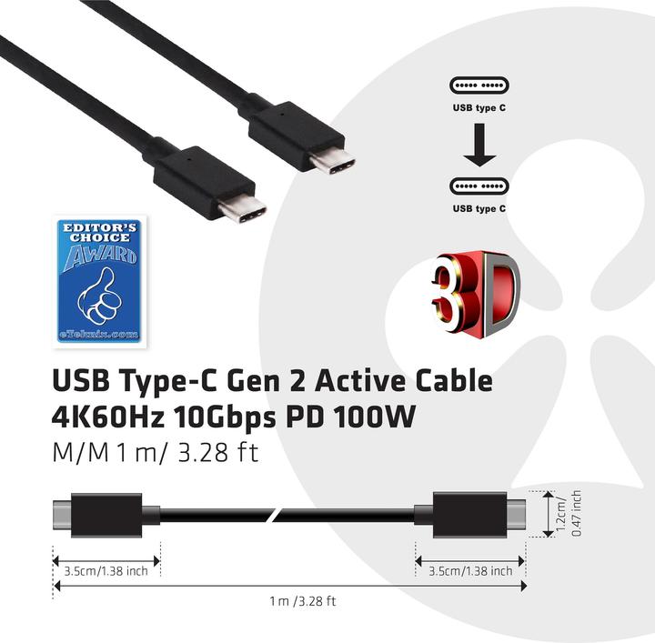 Actual product image Club 3D USB 3.1 (0.80 m, USB 3.1, 100 W)
