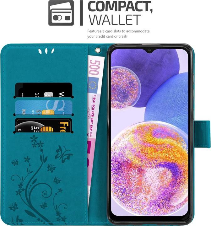 Actual product image Cadorabo Flower Book Case for Samsung Galaxy A23 4G (Samsung Galaxy A23)
