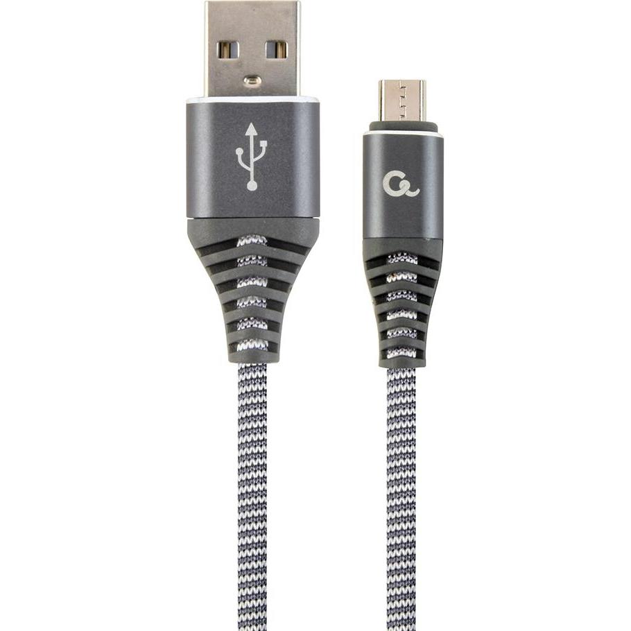 Gembird Cablexpert CC-USB2B-AMMBM-2M-WB2 USB cable USB 2.0 USB A Micro-USB B Pilkas, Baltas (2 m, USB 2.0), USB Kabel