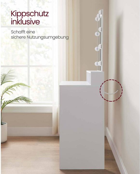 Actual product image Vasagle Schminktisch 100 x 40 x 145 cm, Weiss (100 x 40 x 145 cm)