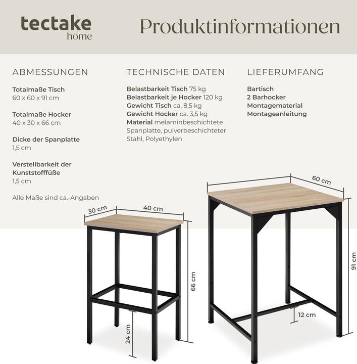 Actual product image tectake Harlow (40.5 x 40.5 x 52.5 cm)