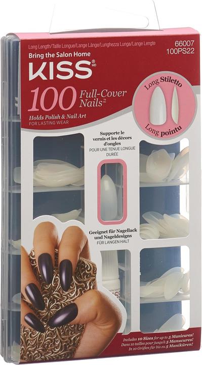 Produktbild KISS Plain nails - full cover and tips - Stiletto (Kunstnägel, Transparent)