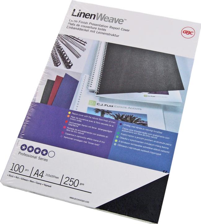 Actual product image GBC LinenWeave - Cardboard A4 100 pcs - black