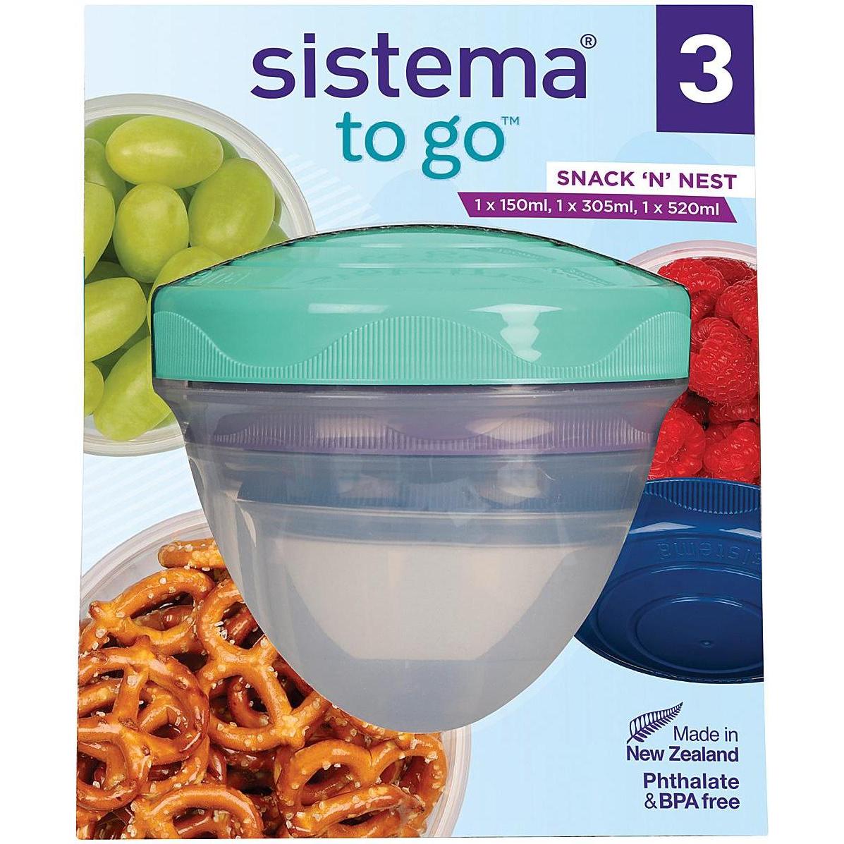 Thumbnail - 6x Sistema Snack'n'Nest to go 3er, Lunchbox, Blau