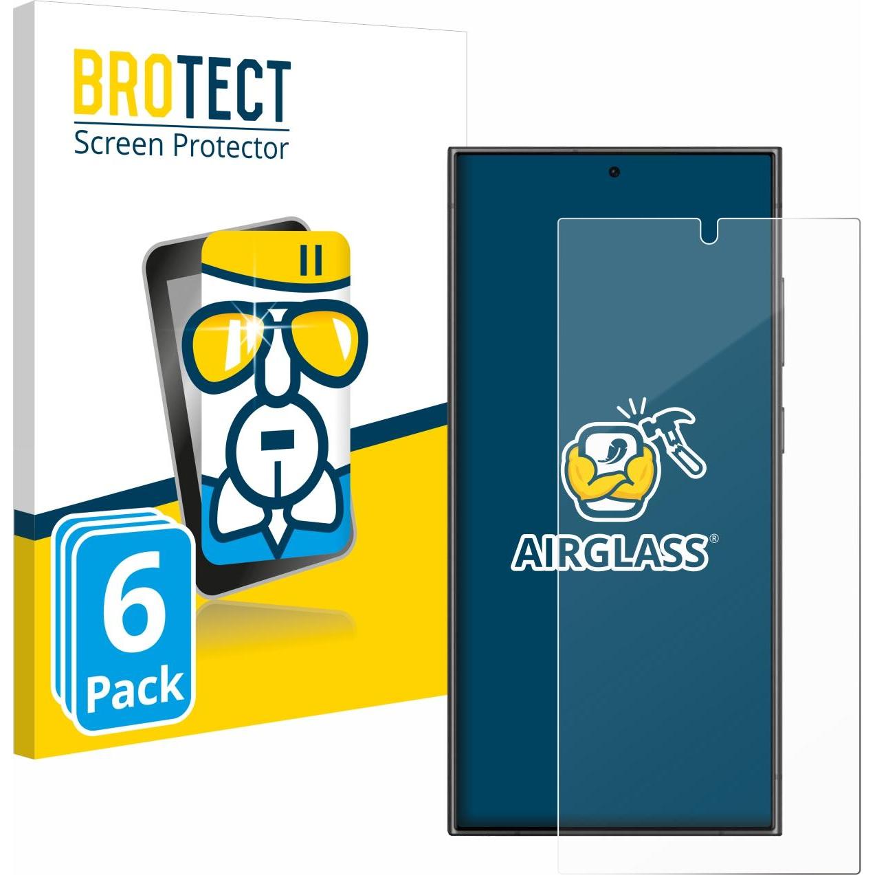 BROTECT AirGlass Panzerglasfolie (6 Stück, Samsung Galaxy S24 Ultra), Smartphone Schutzfolie, Transparent