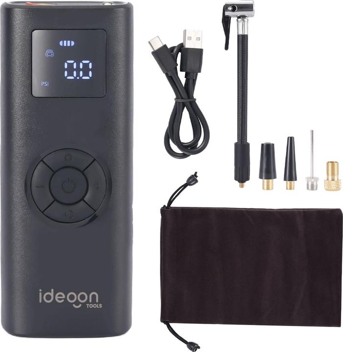 Produktbild Ideoon Ultrakompakte Akku-Kompressor-Luftpumpe, 150 psi, LCD-Display, 4.000 mAh, 35 Watt