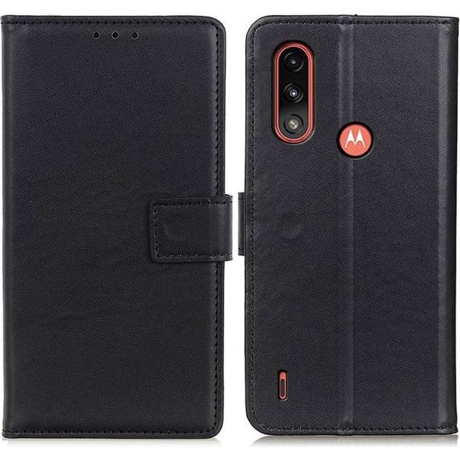 Thumbnail - MU Classic Classic II Leder Bookcover Series (Motorola Moto E7 Power), Smartphone Hülle, Schwarz