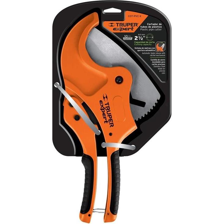 Thumbnail - Truper, Zange, Scissors for plastic pipes. Robust metal housing, stainless steel blade, for pipes up to 63 mm. The (315 ...